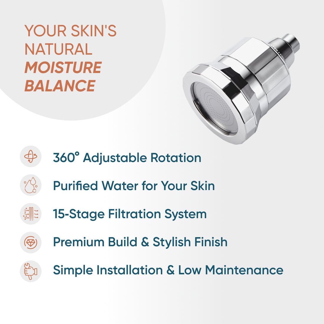 SkinPro - Mest avanceret filtreret brusehoved, sort