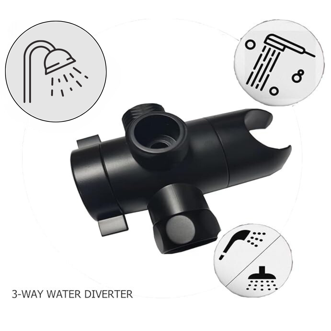 3 -vejs bruser diverter - sort