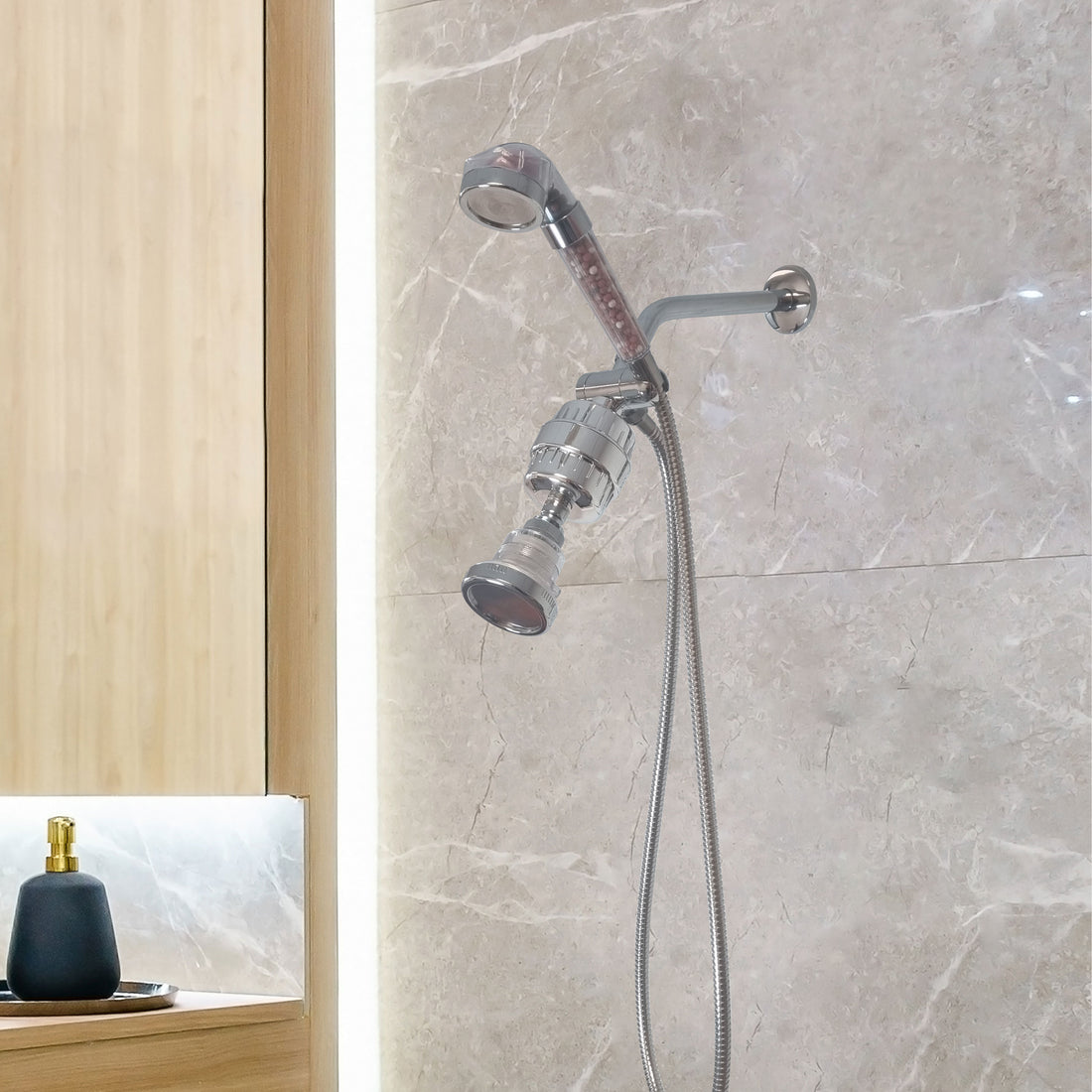 LED ionisk dobbelt brusebad system