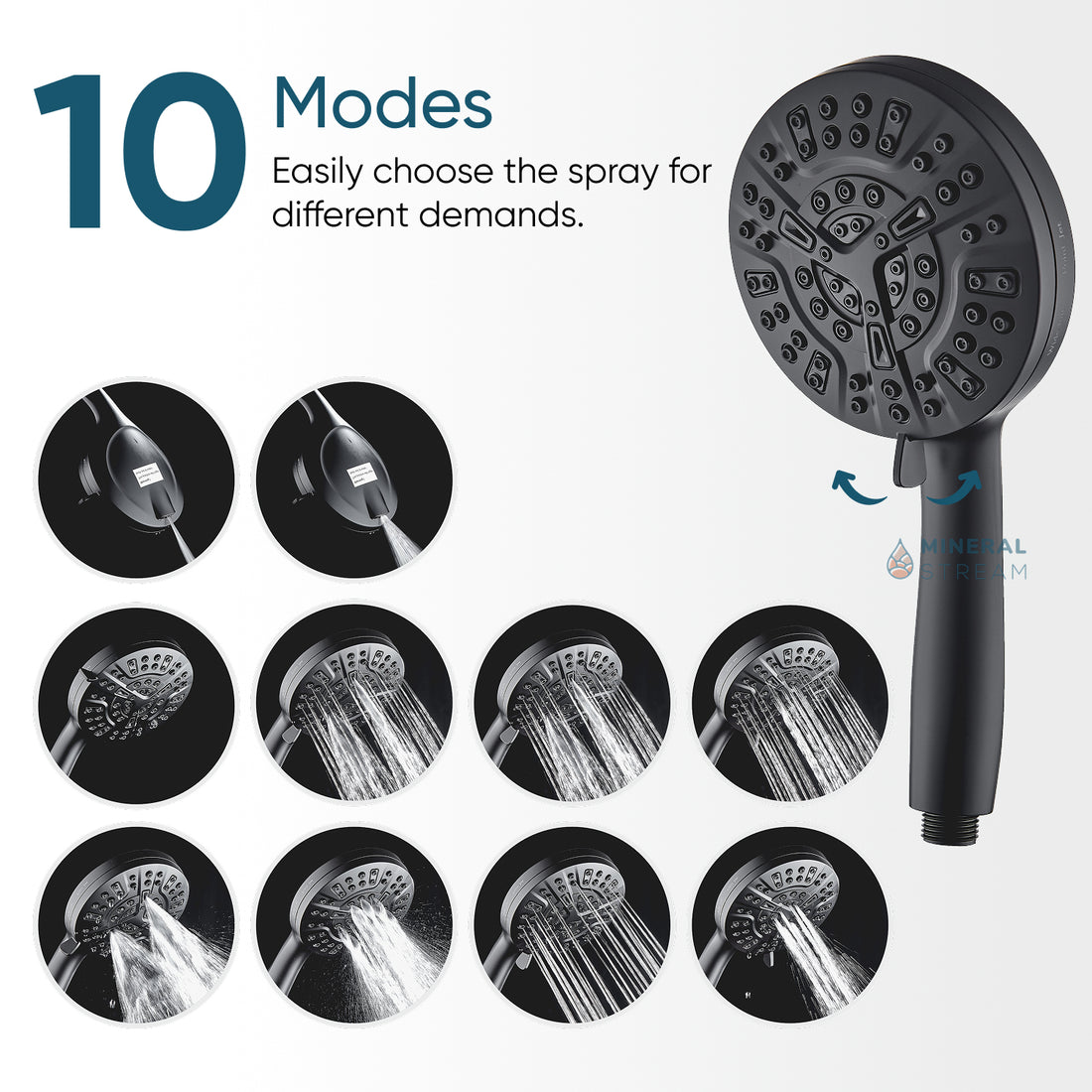 Luxe 10 Mode Showerhead Shower Essentials Kit